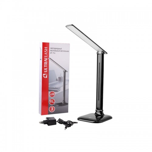 Светильник настольный UF-716 C02 черный (Led ,11Вт,6000К,3ур.яркости)Ultraflash